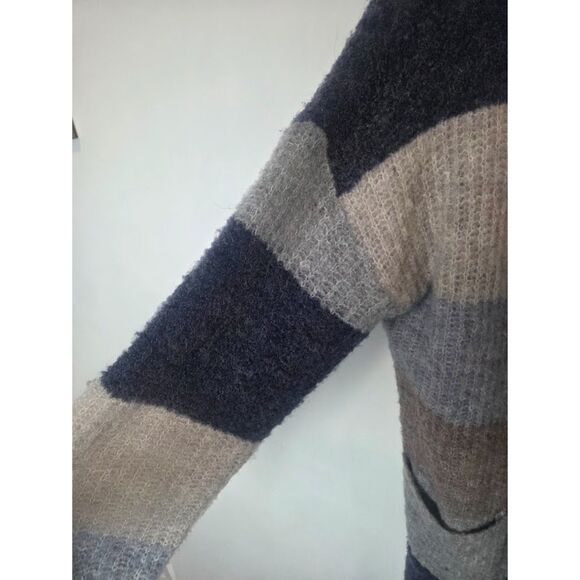 Pepin Anthropologie Grey & Blue Wool & Alpaca Open Front Duster Cardigan Medium - Picture 6 of 8